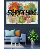 Renkli Soyut "Rhythm" Yazı Dekoratif Kanvas - Mdf Ahşap Tablo