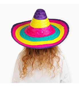 NessiWorld Sombrero Meksikaa Şapkası Renkli Örme Hasır Çocuk Boy