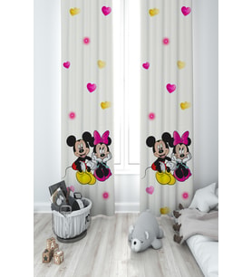 MEKTA HOME BEBEK VE ÇOCUK ODASI Mickey ve Minnie Mause Desenli 2 Kanat Fon Perde