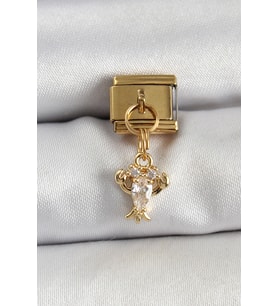 316L Çelik Sallantılı Zirkon Taşlı Yengeç Model Gold Renk Nomination Charm 588 - SSSSSS5795-3