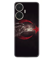 Realme C55 Kılıf Resimli Desenli Baskılı Silikon Kurt ve Ay Yıldız 1403