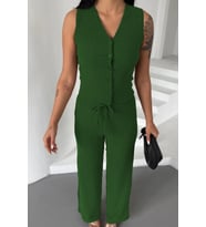 Nare Yeşil Pantolon Bluz Alt Üst Takım (Yeşil)