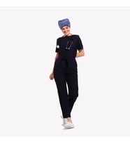 LİKRALI DİNAMİK ASTER MEDİKAL ÜNİFORMA, SPA, ESTETİK VE GÜZELLİK MERKEZİ TULUM - KADIN, SİYAH (Karışık)
