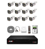 FURY 12 Kameralı 1080P Sesli 6 Warm LED Renkli Gece Görüşlü Güvenlik Kamera Sistemi 250GB 1606