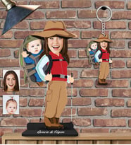 Kişiye Özel Aile Ahşap Biblo ve Anahtarlık 2 li set-16