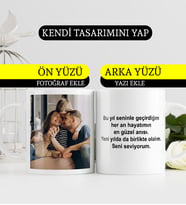 Fotoğraf ve Yazılı Resimli Kupa Bardak Yılbaşı Yeni Yıl Hediyesi Anneye Babaya Ablaya Abiye Kız Kardeşe Erkek Kardeşe Arkadaşa Sevgiliye Hediye Yıl Dönümü Doğum Günü Hediyesi
