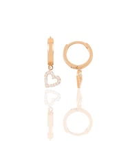 Gümüş rose zirkon taşlı kalp modeli halka küpe SGTL12388ROSE