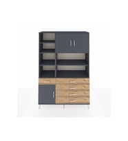 Hyperion Dolap 9 Raflı 5 Çekmeceli 3 Kapaklı 132x44x195 Antrasit-Antrasit/Çam