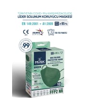 Musk FFP2/N95 Maske Yeşil Renk 10 Adet