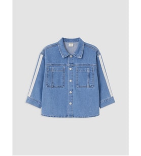 LCW baby İndigo Uzun Kollu Erkek Çocuk Jean Gömlek