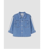 LCW baby İndigo Uzun Kollu Erkek Çocuk Jean Gömlek