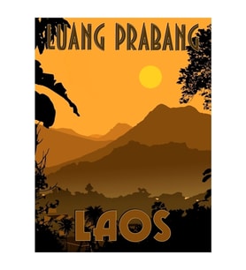 Luang Prabang Laos Seyahat Afişi Tablo Ahşap Poster Dekoratif