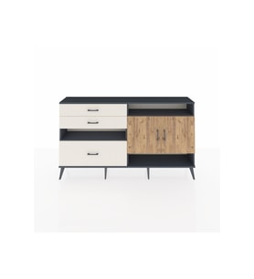 Arges Konsol 4 Raflı 3 Çekmeceli 2 Kapaklı 176x30x99 Antrasit-Çam/Aytaşı