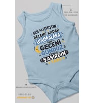 Sen alışmışsın öğlene yazılı Sıfır Kollu Bebek Zıbını %100 Pamuk