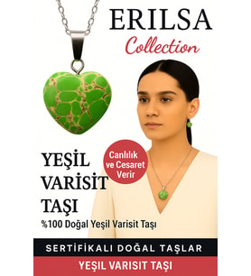 Sertifikalı Kalp Model Yeşil Varisit Doğal Taş Kolye – Canlılık Cesaret ve Ruhsal Denge Taşı (Çok Renkli)