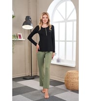 Pjs 23521 Kadın Patlı Puanlı Pijama Takım (Yeşil)