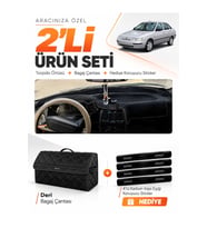 LADA VEGA (1995-2007) Uyumlu Torpido Örtüsü + Deri Bagaj Çantası + Sticker Seti - Siyah