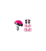Çocuk Kask Dizlik Dirseklik Koruyucu Set 7 Parça (Fuşya)