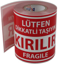 Kırılır Etiketi Büyük Boy Kuşe, Fragile Label Yapışkanlı Etiket 100x150mm Ruloda 250 Adet Sticker, Koli İçin Çıkartma Güvenlik Etiketi, Dikkat Kırılır Uyarı Etiketi, Paketleme