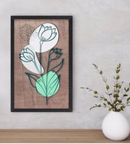 BK Home Minimal Çiçekler Dekoratif Ahşap Siyah Çerçeveli Tablo-2