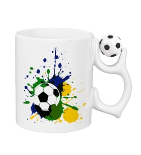 Futbol Toplu Porselen Beyaz Kupa Bardak - Kutulu