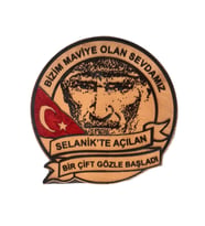 ATATÜRK Deri PEÇ BİZİM MAVİYE OLAN SEVDAMIZ- Arma - Kırmızı Bayrak MAvi Göz