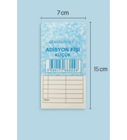 Sam Matbaa Adisyon Bilgi Fişi, Adisyon Defteri (6 cilt) Ölçüsü: 7x15 cm. 100 Yapraklı, Numaralı