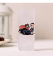 Siyah Spor Araba ve Ben Karikatürlü Rakı Bardağı 2’li Set