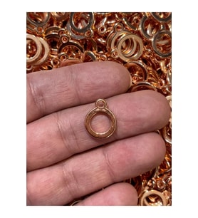 1 cm 4 mm BAKIR RENK  DELİKLİ HALKA TAKI KOLYE UCU HOBİ TASARIM AKSESUAR 50 ADET