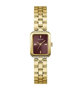GUESS GUGW0865L9 BORDO KADRAN ALTIN KAPLAMA DİKDÖRTGEN KADIN KOL SAATİ