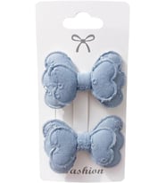 Mavi Seri Kumaş Fiyonk Toka, Büyük Boy, 2'li Set (Stil-3)