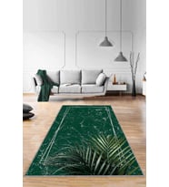 Yeşil Modern Klasik Kaymaz Tabanlı Dekoratif Halı RV188 - 100 x 160 cm