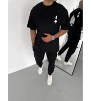 Erkek Baskılı T-Shirt Kısa Kol Bisiklet Yaka Regular Fit Rahat Kalıp Günlük Tişört - Siyah
