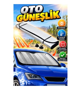 Katlanabilir Oto Ön Cam Güneşliği UV ve Güneş Koruyucu Vantuzlu Fiat Egea Toyota Corolla Dacia Duste