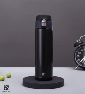 Godtik LLC Marka 500 ML Kilitli Kapaklı Paslanmaz Çelik Termos Siyah Renk - GDTK-90025-1