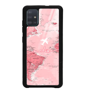 Samsung A51 Uyumlu Pembe Harita Tasarımlı Glossy Telefon Kılıfı