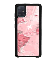 Samsung A51 Uyumlu Pembe Harita Tasarımlı Glossy Telefon Kılıfı