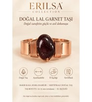 Sertifikalı Doğal Lal Garnet Taşı Yüzük Bakır Kasa Ayarlanabilir El İşçiliği