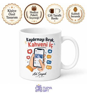 Sosyal Medya Bağımlısı Eğlenceli Kupa Bardak Hediye Baskılı Komik Mug