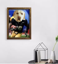 Evcil Dostlara Özel Amerikan Futbolcusu Tasarımlı Portre Doğal Masif Ahşap Çerçeveli Tablo 45x65cm-8