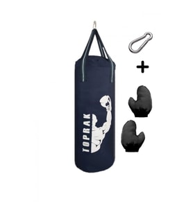 6-9 Yaş Boks Torbası 50Cm Çocuk Boks Torbası Eldiven+Karabina Hediyeli Lacivert