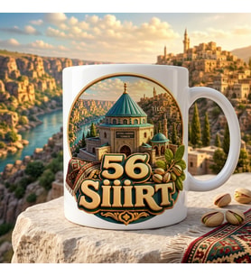 56 Siirt Veysel Karani Türbesi Tillo Temalı Memleket Baskılı Seramik Kupa