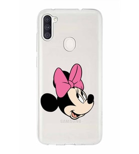 Samsung Galaxy A11   Kapak Minnie Mouse Tasarımlı Şeffaf Silikon Kılıf