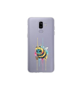 Samsung Galaxy J8 ile uyumlu Splash arı tasarımlı şeffaf silikon kılıf