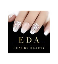 EDA LUXURY BEAUTY Natürel Pembe Beyaz French Takma Tırnak Lüks Kristal Taşlı Desenli Uzun Kare Ballerina Nail Art Set E006