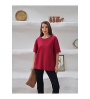 Kadın Mia İnterlok Kumaş Bisiklet Yaka Oversize T-Shirt
