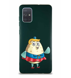 Samsung Galaxy A71 Soft Premier Kapak Bayan Puff Tasarımlı Silikon Kılıf - Yeşil (Şeffaf)