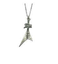 Death Elektro Gitar Figürlü Rock Metal Grup Kolyesi – Unisex - Zamak Kaplama Zincir 60 cm (Gümüş)