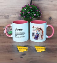 Anneye Hediye Kupa Bardak Pembe Fotoğraflı Doğum Günü Hediyesi