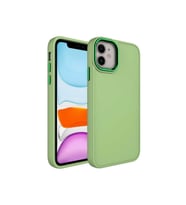Apple iPhone 11 Uyumlu Kılıf Metal Çerçeve ve Buton Tasarımlı Silikon Zore Luna Kapak (Açık Yeşil)